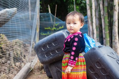 Sevimli Hmong kızının portresi.