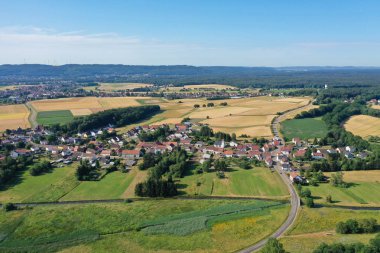 View over german countryside and lots of little villages. Aerial photo, summer 2019 clipart