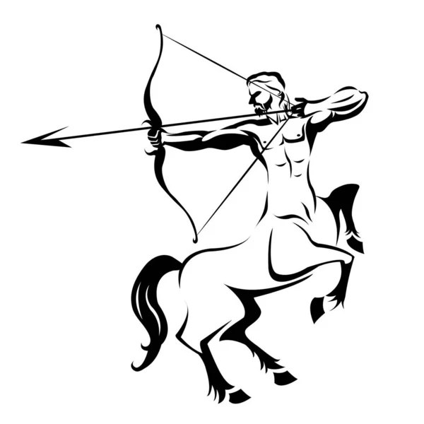 Centaur Silhouette Ancient Mythology Tattoo — Stock Vector