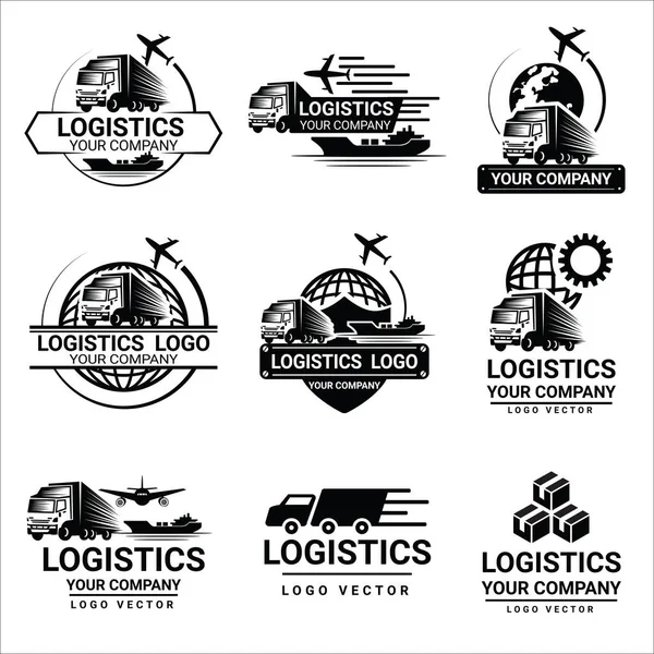 Zestaw Logistyki Logo Transportu Wektor Projektowania — Wektor stockowy