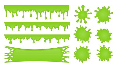 Vector set of slime drops and splash stains clipart