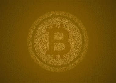 Rakamlardan ve harflerden oluşan bitcoin sembolünün vektör illüstrasyonu