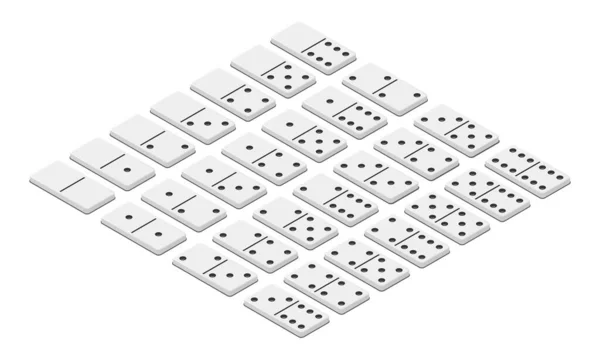 Domino Full Set Horizontal Isometric Style — Stock Vector