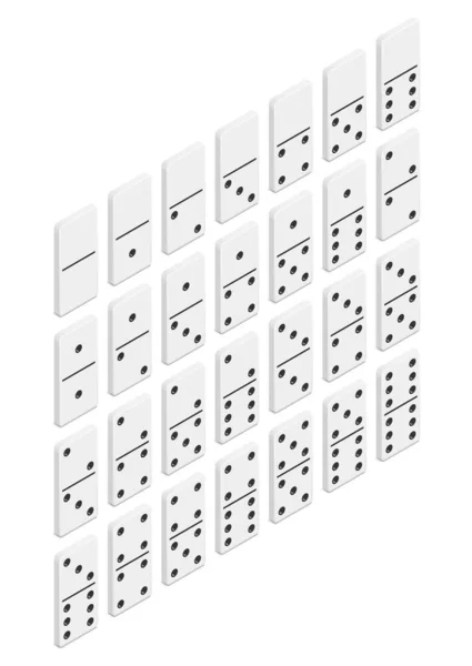 Domino Full Set Vertical Isometric Style — Stock Vector