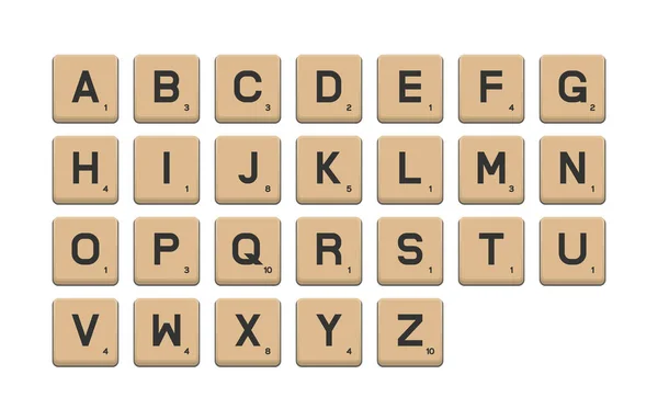 Dlaždice Abeceda Pro Puzzle Slovní Hra — Stockový vektor