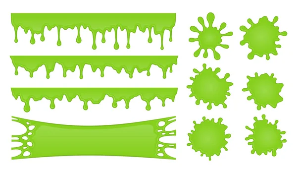 Vector Set Slime Drops Splash Stains — Stock Vector