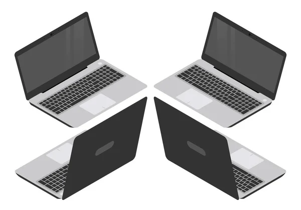 Laptop Isométrico Quatro Visualizações Ilustração Vetorial — Vetor de Stock