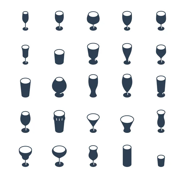 Bar Glasses Vector Icon Set — Stock Vector