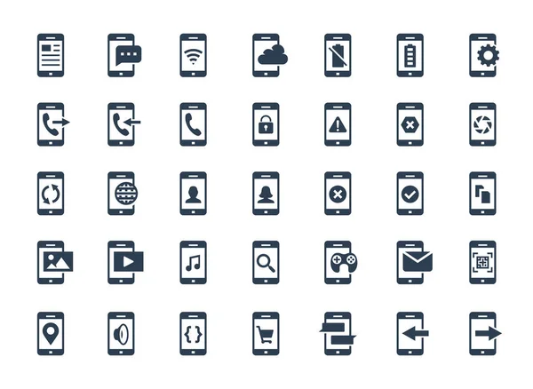 Fonctions Applications Smartphone Jeu Icônes Vectorielles — Image vectorielle