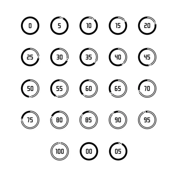 Chargement Noir Blanc Buffering Jeu Icônes Roue Progression — Image vectorielle