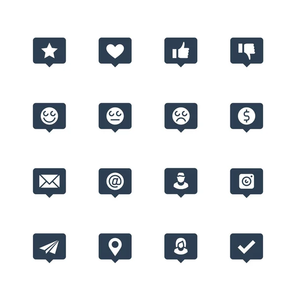 Social Net Notifications Vector Icon Set Glyph Style — Stock Vector