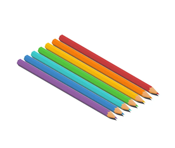 Crayons Couleur Rangée Motif Arc Ciel — Image vectorielle