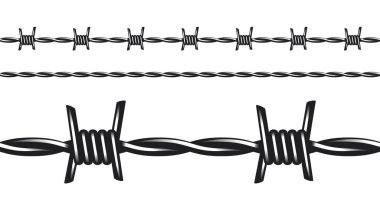 Siyah beyaz dikenli tel, kusursuz vektör deseni