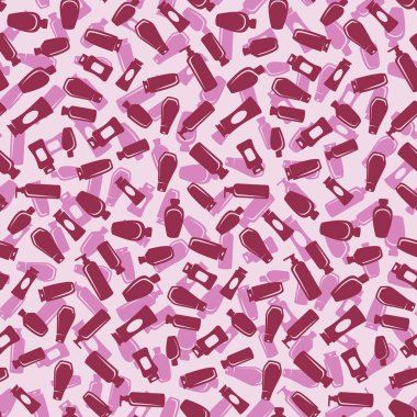 Mor renkli kozmetik şişelerinin kusursuz deseni