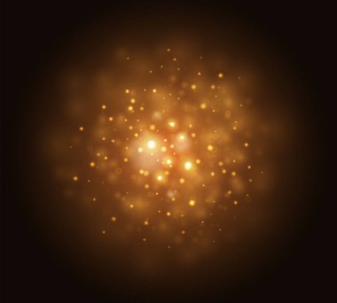 Bokeh etkisi, siyah arkaplanda altın sarısı parlak ışık