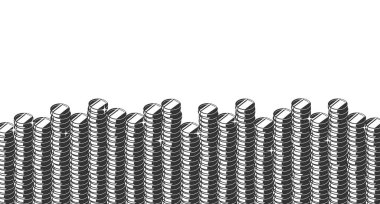 Alttaki ve Üstlerindeki Madeni Para Kolonları 'nın siluetleri. Vektör Isometric İllüstrasyon