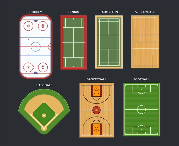 Campos Deportivos Pistas Vista Superior — Vector de stock