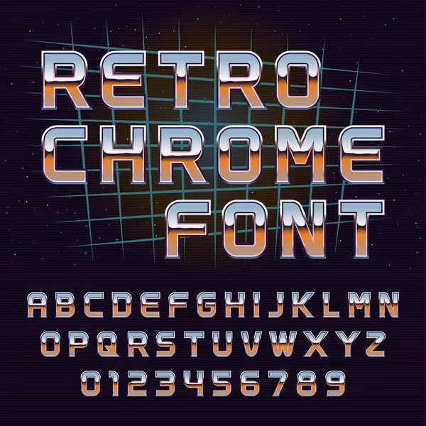 Vector Retro Χρωμιωμένη Γραμματοσειρά — Διανυσματικό Αρχείο