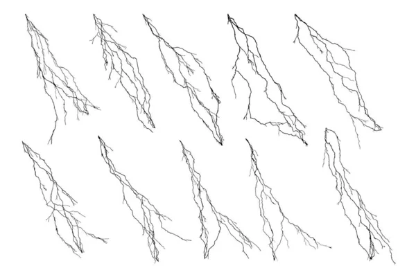 Silhouettes Isolées Foudre Flash Sur Fond Blanc — Image vectorielle