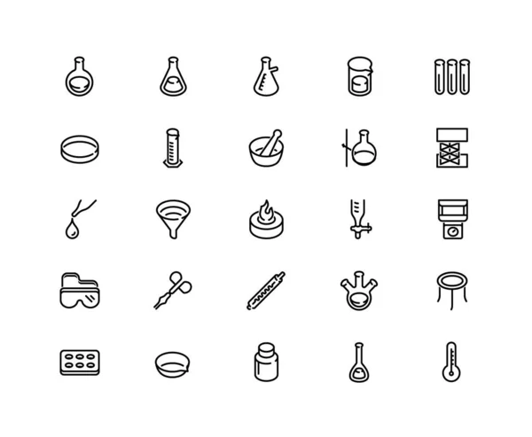 실험실 Icon Set Chemistry Lab Equipment 프로방스 스타일 48X48 — 스톡 벡터