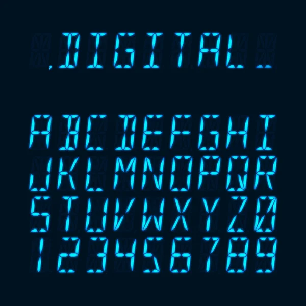 Digital Luminous Segmented Lcd Display Latin Lettertype — Stockvector