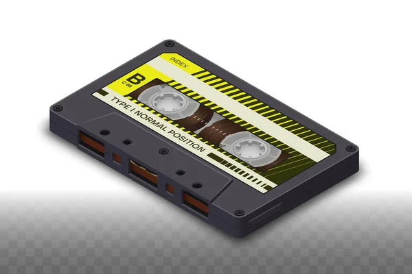 Isometric Realistic Isolated Dark Compact Cassette 고립주의 — 스톡 벡터