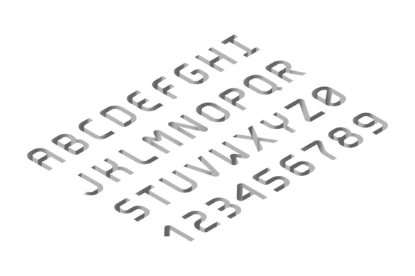 Isometrische Lettertype Dat Lijkt Gaten Grond Monochroom Brieven Nummers — Stockvector