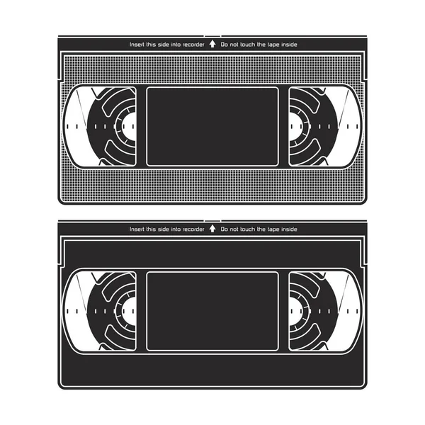 Silhouetten Van Een Videorecorder Video Cassettes Geïsoleerd Een Witte Achtergrond — Stockvector