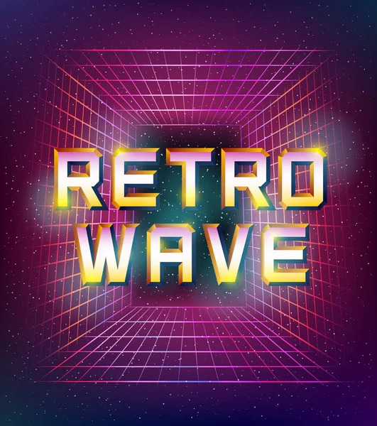 Vector Retro Futuristic Illustration Style 80S Inglês Grelhas Laser Espaço —  Vetores de Stock