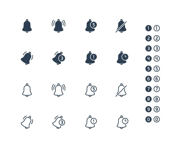 Benachrichtigungsglocken Symbol Glyphen Und Umrissstil — Stockvektor