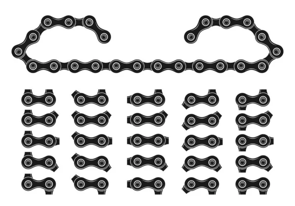 Silhouette Roller Chain Used Bicycles Motorcycles Seamless Shapes Pattern — Stock Vector
