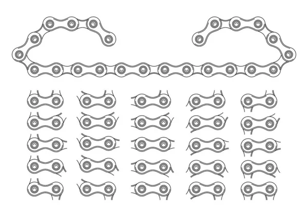 Roller Chain Used Bicycles Motorcycles Outline Style Seamless Shapes Pattern — Stock Vector