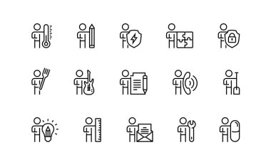 İnsan ve Meslekler, Faaliyetler, Meslek Vektörü Simgesi Özet Biçiminde Ayarlandı
