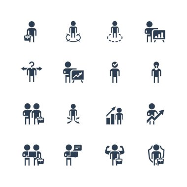 İşadamı İlgili Vektör Simgesi Glyph Biçiminde Ayarlandı