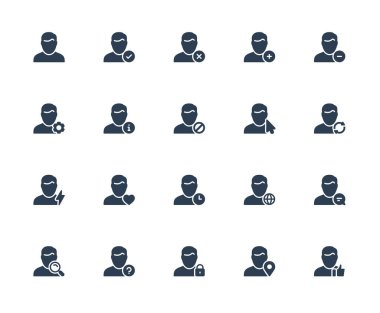 Web Hesabı için Erkek Kullanıcı Görselleri Vektör Simgesi Kümesi. Kabartma Biçimi