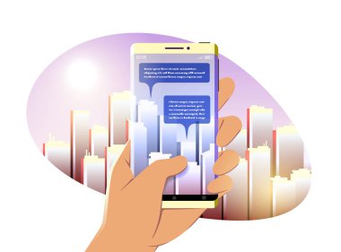 Artırılmış Gerçeklik Mobil Uygulamasıyla Şehir Üzerinde İnsan Eli Akıllı Telefonu Tutuyor