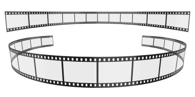İzole edilmiş film şeritleri Beyaz Arkaplanda 35 mm