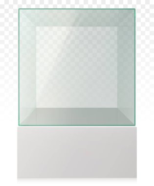 Vector Realistic Empty Transparent Glass Cube on Pedestal clipart