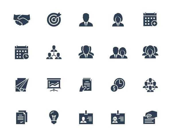 Business People Vector Icon Set Glyph Style Icons Businessperson Handshake — Stock vektor