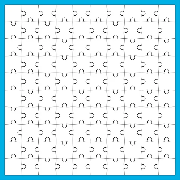 Vector Illustration White Jigsaw Puzzle Separate Pieces Black Editable Stroke — Stock Vector