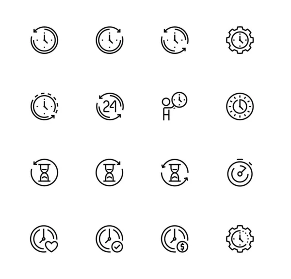 Time Related Vector Icon Set Outline Style — Stock Vector