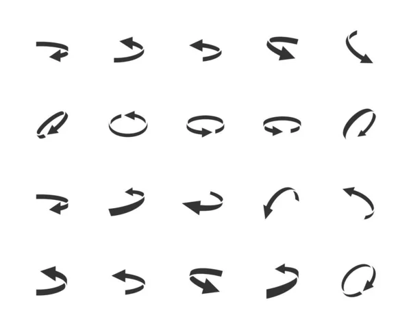 Turning Arrows Vector Icon Set Στυλ Glyph — Διανυσματικό Αρχείο