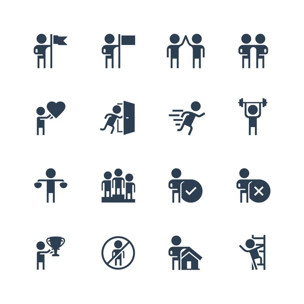 Personal Business Concepts Vector Icon Set Glyph Style — Stock Vector