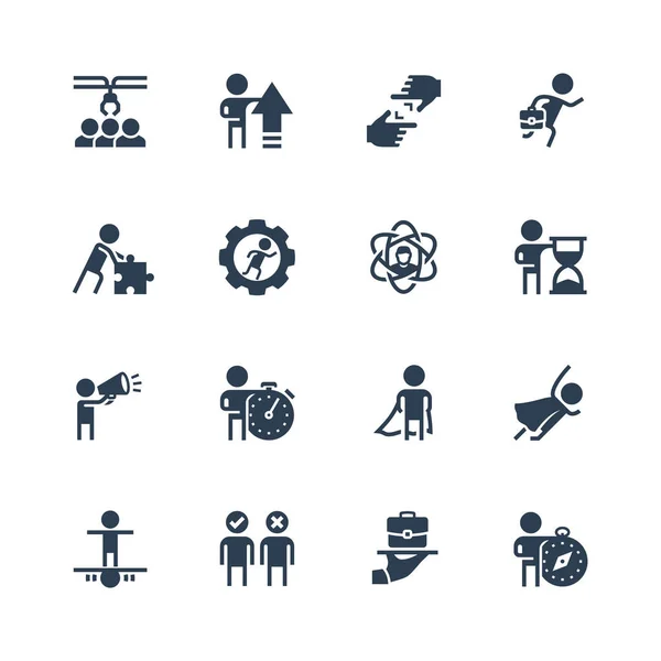 Business Job Personal Development Icon Set Glyph Style — Stock Vector