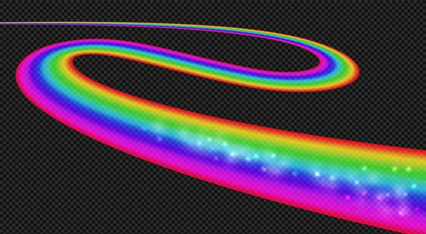 輝く透明な虹色の曲げリボンまたはパス — ストックベクタ