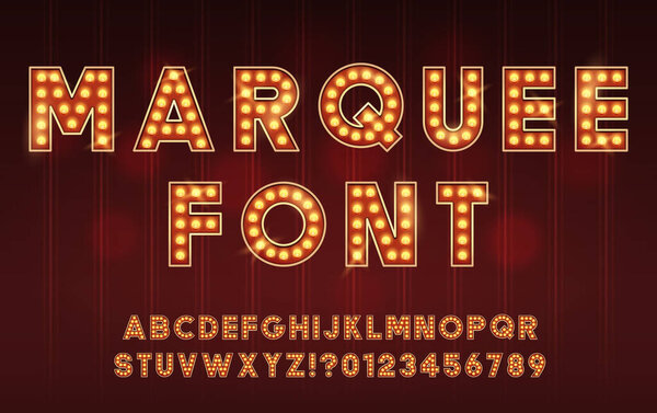 Retro Cinema or Theater Shows Marquee Font for Dark Background