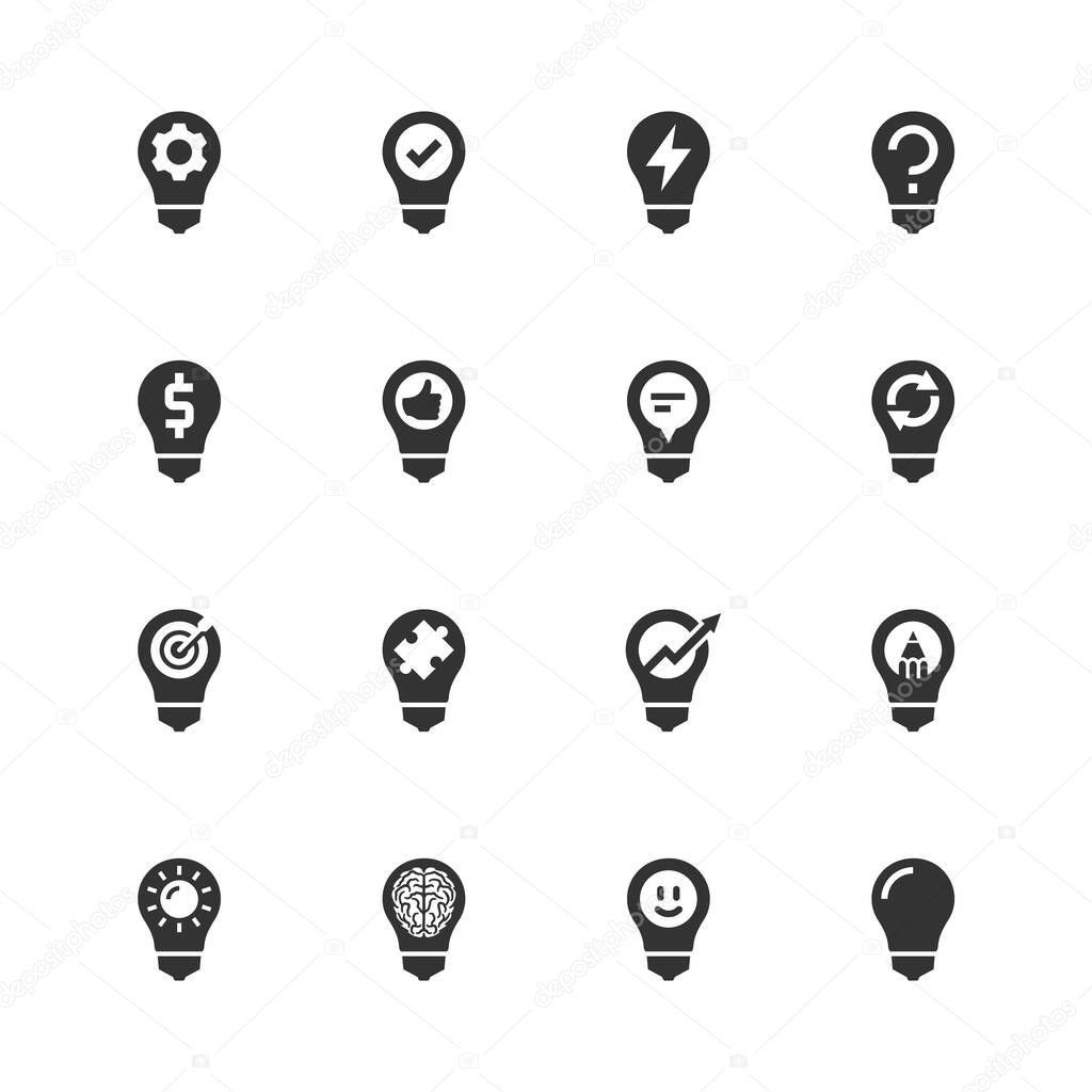 Light Bulb Concept Icons in Glyph Style