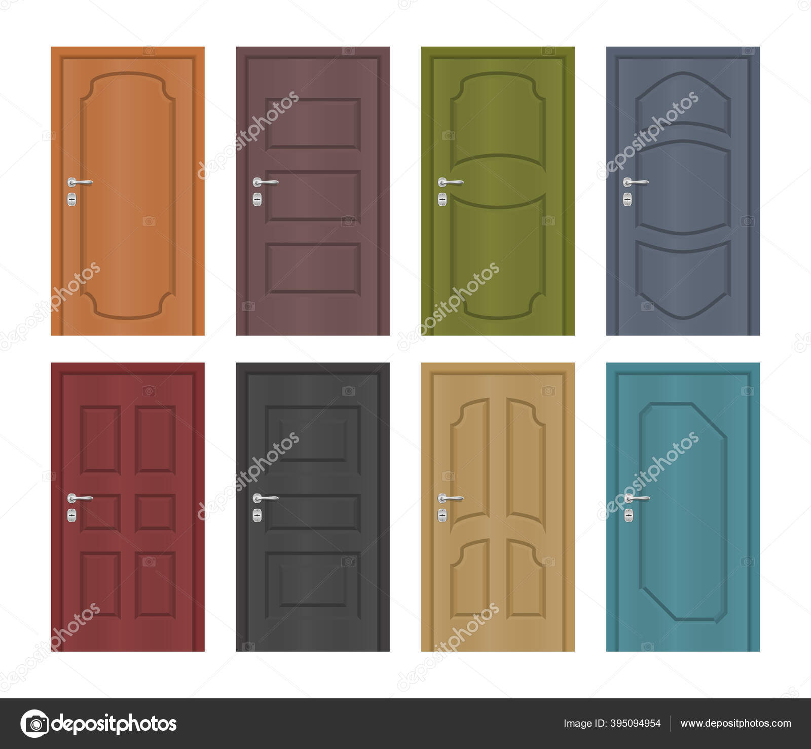 Interior Pintu Masuk Berwarna Vektor Ditata Stok Vektor C Greyj 395094954