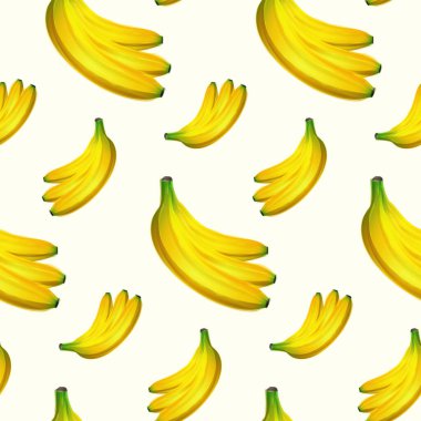 Kusursuz bir arka plan, suluboya boyalı sarı muzlar. Vektör illüstrasyonu