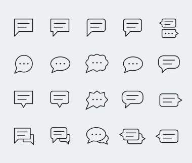 Konuşma baloncukları vektör simgesi ince çizgi biçiminde ayarlandı